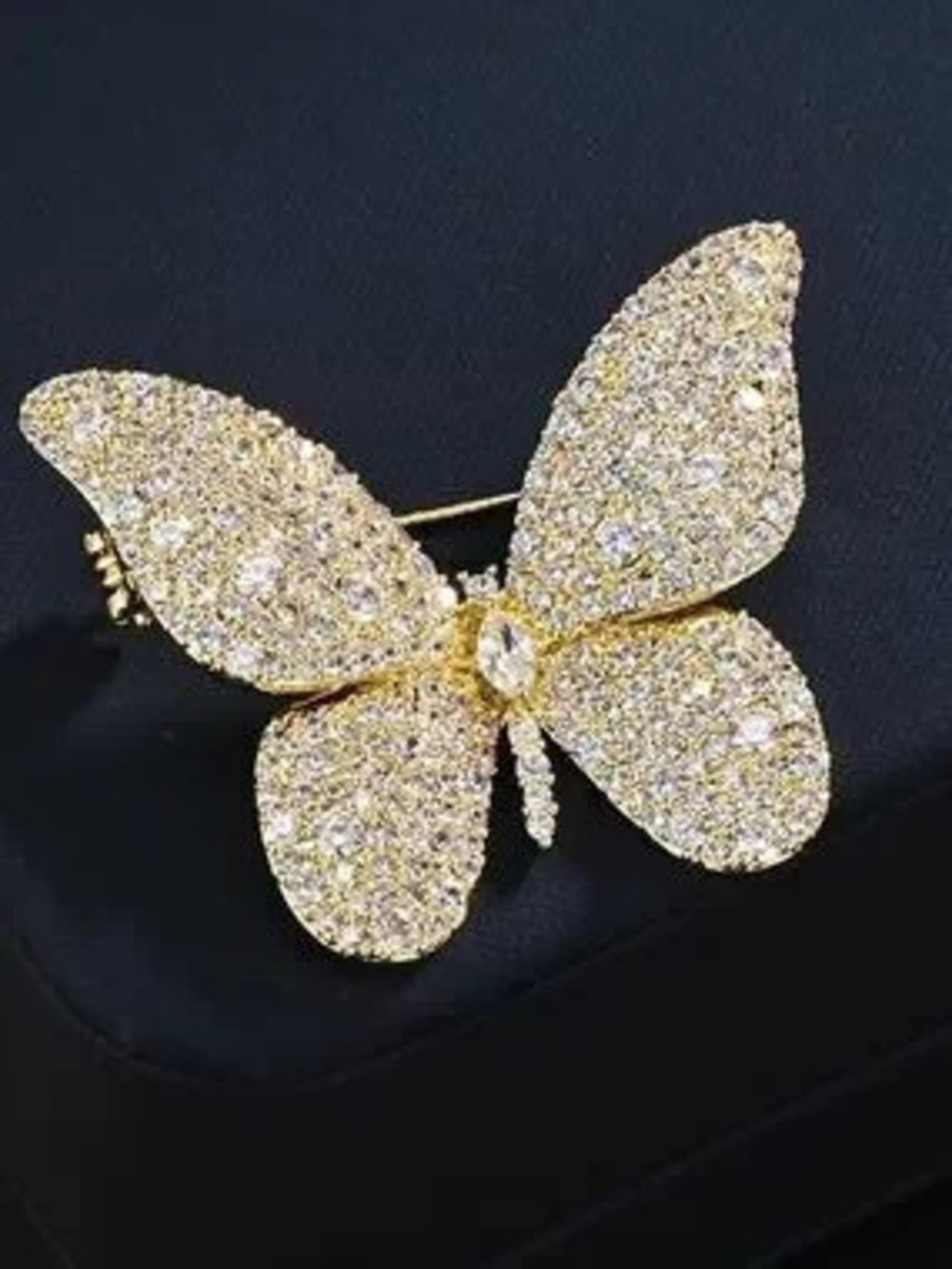 Anthropologie Gold and Clear Crystal Butterfly Brooch